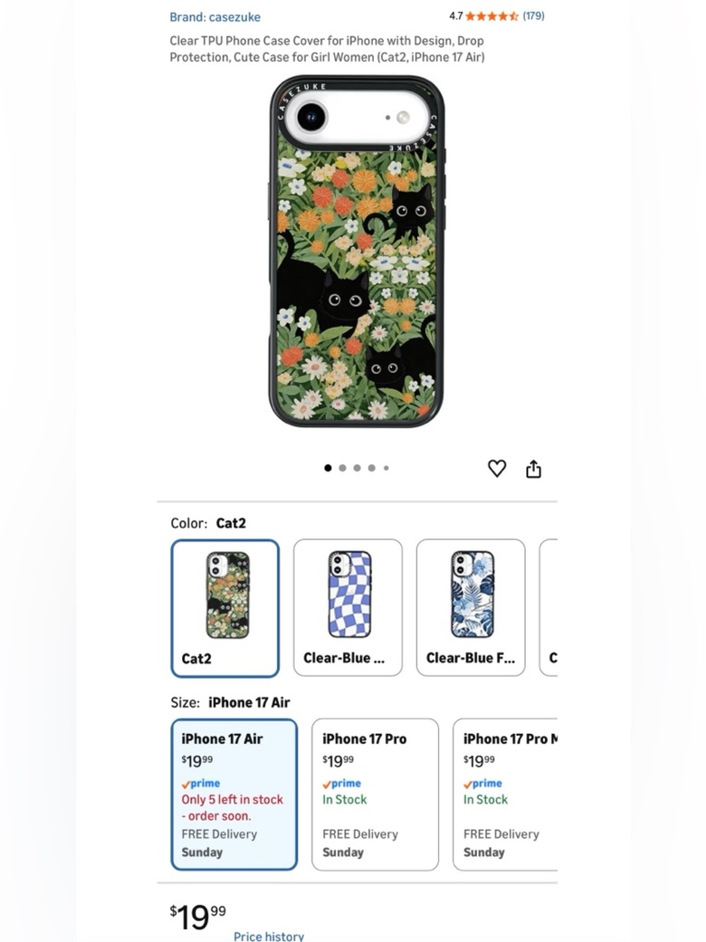 Black Cat Floral iPhone 17 Air Case - Green & Black